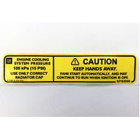 New VY Genuine Caution Fan Blade Warning  