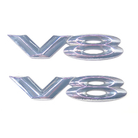 Used VY VZ WK WL Chrome Guard V8 Badge Pair 