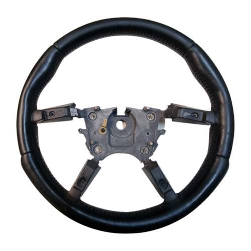 Used VY VZ Anthracite Black Thick Grip Red Stitch Leather Steering Wheel 