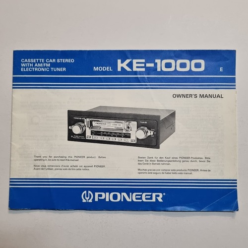 Used Pioneer Cassette Car Stereo Radio Owners Manual Vintage KE-1000