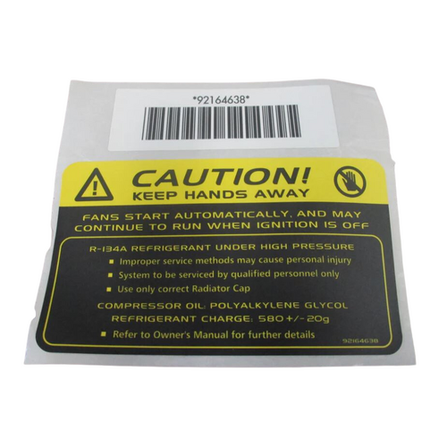 New VE WM Air Con Caution Decal 92164638