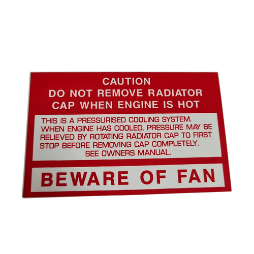NOS VB VC VH VK VL Beware Of Fan Label Decal 