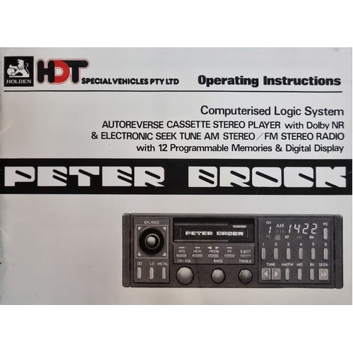 NOS HDT Peter Brock VK Group A 3 Radio Operating Instructions MCC-2358/60