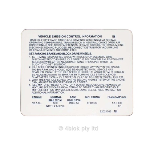 HDT VK Emission V8 5-0 Decal 90011K5.0