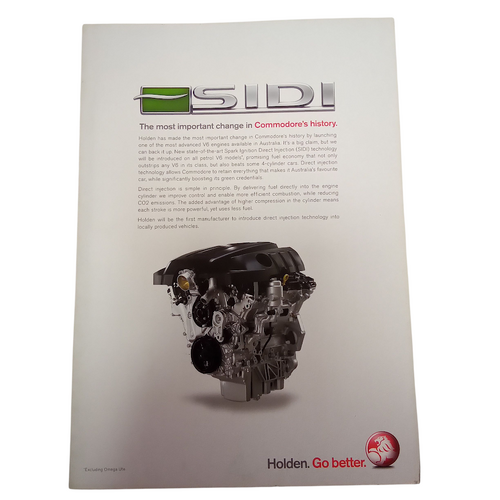New Original Holden VE SIDI 4 Page Sales Brochure V6 September 2009 
