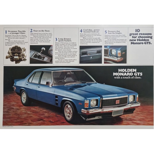 New Original Holden Monaro GTS HJ Large Dealer Brochure