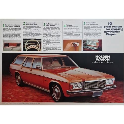 New Original Holden Wagon Premier Kingswood HJ Large Dealer Brochure