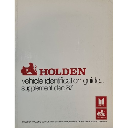 Original Holden Vehicle Identification Guide Supplement Dec 1987 VK VL Commodore