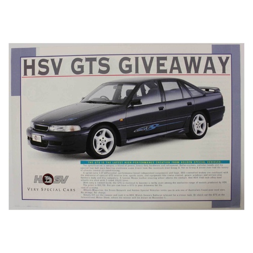 New Original VP HSV GTS Giveaway Flyer Brochure Holden Special Vehicles