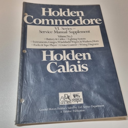 Original Holden Commodore Calais VL 1986 Service Manual Supplement Volume 5