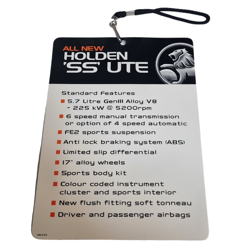 New Holden Commodore VU SS Ute Mirror Dangler Hanger Dealership Showroom