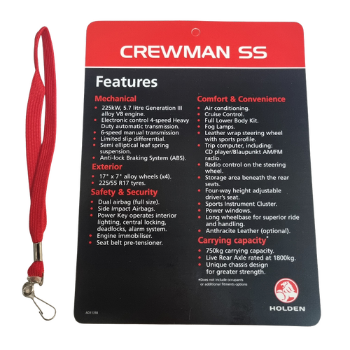 New Holden Crewman VY SS Mirror Dangler Hanger Dealership Showroom