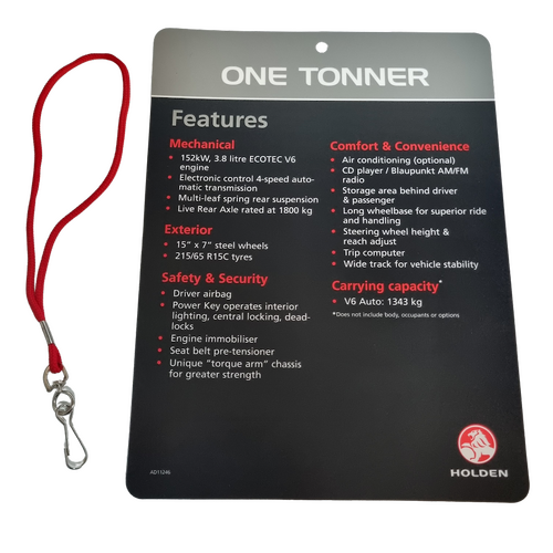 New Holden One Tonner VY Mirror Dangler Hanger Dealership Showroom