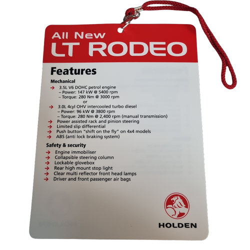 New Holden RA LT Rodeo Mirror Dangler Hanger Dealership Showroom Original