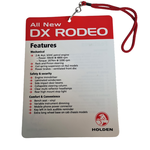 New Holden RA DX Rodeo Mirror Dangler Hanger Dealership Showroom Original