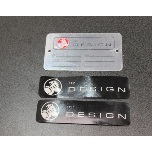 Holden Commodore VT VX VY VZ Holden By Design I.D Tag & Window Decals Black HBD