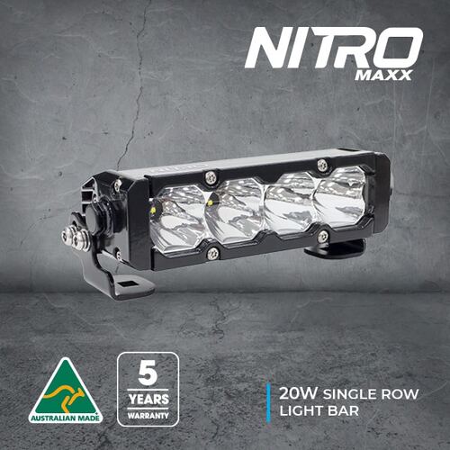 NITRO MAXX 7-INCH LED SINGLE ROW LIGHT BAR - 20W - WIDR BEAM - 5700K