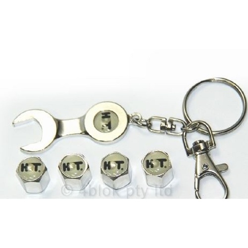 HDT Wheel Valve Caps Black & Silver - HDTNG008 