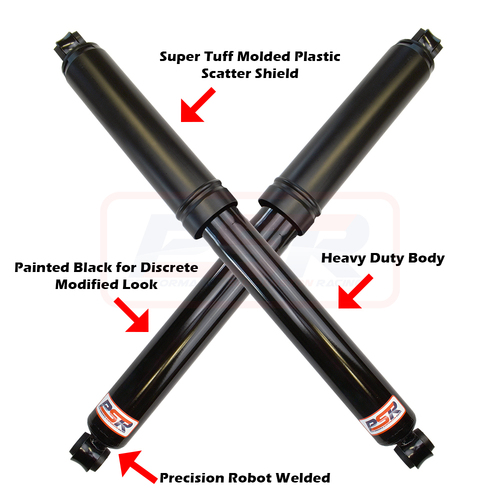 PSR TTG Rear Shock Absorber 630mm Open Small Eye 16mm Bush Ends - PAIR