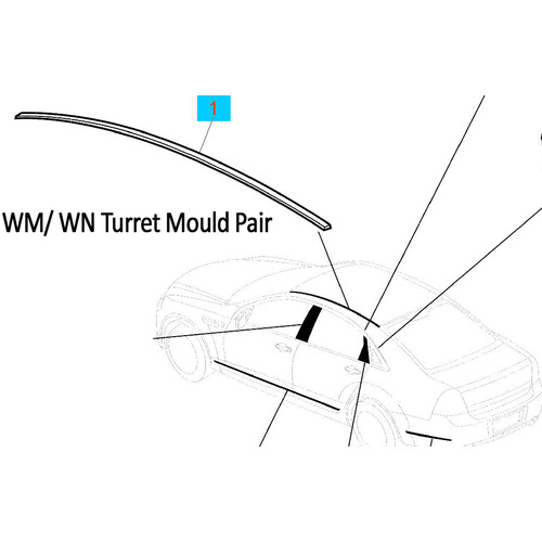 Holden Statesman Caprice WM WN Roof Turret Channel Moulds Pair Black NOS